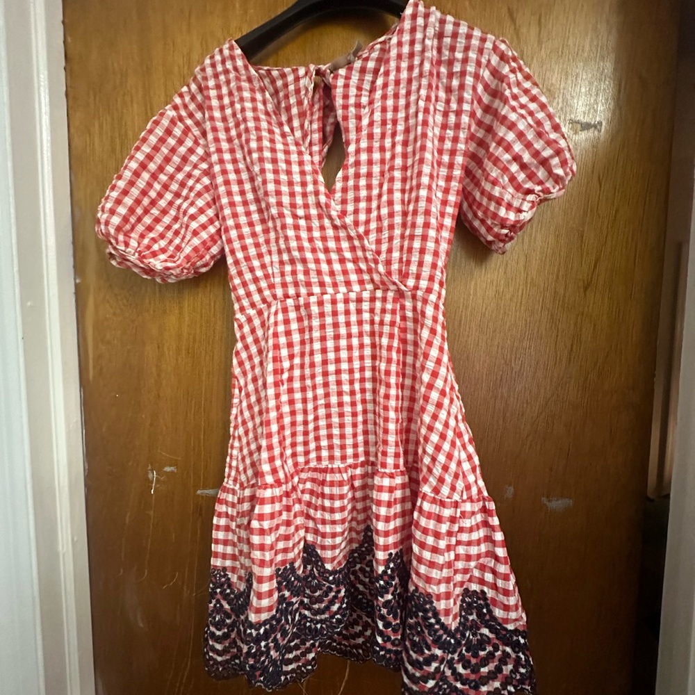ASOS Red Gingham Mini Dress with Navy Accents